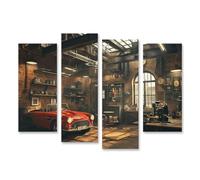 islandburner Tableau sur toile - Légende rouge dans un atelier automobile nostalgique - Images murales - Poster