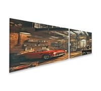 islandburner Tableau sur toile - Légende rouge dans un atelier automobile nostalgique - Images murales - Poster