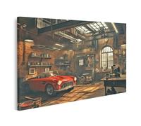 islandburner Tableau sur toile - Légende rouge dans un atelier automobile nostalgique - Images murales - Poster