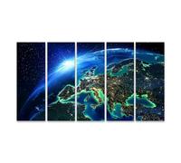 islandburner Tableau sur toile Lever de soleil Europe Terre Vue spatiale Carte du monde Fond Images murales Poster