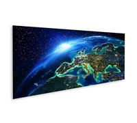islandburner Tableau sur toile Lever de soleil Europe Terre Vue spatiale Carte du monde Fond Images murales Poster