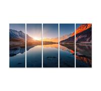islandburner Tableau sur toile - Lever de soleil - Lac de montagne - Réflexion de la lumière du matin - Merveilles naturelles - Photos murales