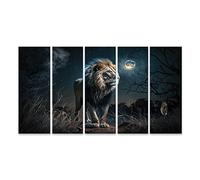 islandburner Tableau sur Toile Lion Jungle Nuit Portrait Animal Sauvage Africain Savane Chat Prédateur Plein Cadre Affiche Poster Murale Tableaux