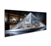 islandburner Tableau sur toile Louvre Pyramide Paris avec représentation hyperréaliste - Panorama