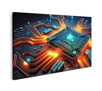 islandburner Tableau sur Toile Lumière Magique de processeur de Carte de Circuit imprimé de Puce de processeur Cadre Affiche Poster Murale Tableaux