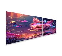 islandburner Tableau sur toile Magie de papillons sur fleur de rose fantaisie, images murales murales, posters