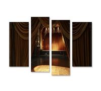 islandburner Tableau sur toile - Magnifique rideau en velours devant scène Art déco - 4 pièces