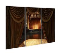 islandburner Tableau sur toile - Magnifique rideau en velours devant scène Art Déco - Décoration murale - 3 pièces