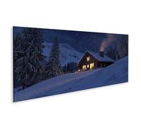 islandburner Tableau sur toile Maison de montagne confortable en hiver la nuit pour salon amoureux de la nature spa photos murales poster