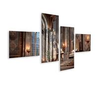 islandburner Tableau sur toile Majestueuse Salle du Trône Impression d'art Salon pour les amateurs d'histoire - 4 pièces - Edition B5