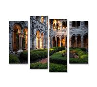 islandburner Tableau sur toile Majestueux Cloître Impression d'art Salon pour les amateurs d'architecture - 4 pièces - Edition S2