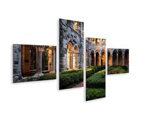islandburner Tableau sur toile Majestueux Cloître Impression d'art Salon pour les amateurs d'architecture - 4 pièces - Edition U3