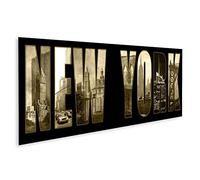 islandburner Tableau sur Toile Manhattan Vues New York Sept Couleur Sépia Faible Grunge Fond Texte Cadre Affiche Poster Murale Tableaux
