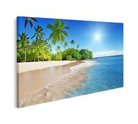 islandburner Tableau sur toile Mer des Caraïbes et palmiers Cadre Affiche Poster Murale Tableaux