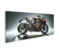 islandburner Tableau sur toile métallique orange sport course moto avec lignes élégantes Images murales Poster