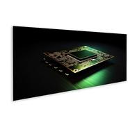 islandburner Tableau sur toile Minimaliste Carte de circuit imprimé vert Processeur Noir Images murales Poster