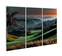 islandburner Tableau sur toile minimaliste d'un parcours de golf dans des collines douces - 3 pièces
