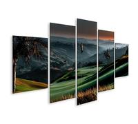 islandburner Tableau sur toile minimaliste d'un parcours de golf dans des collines douces - 5 pièces