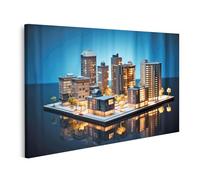 islandburner Tableau sur toile Modèle à l'échelle Bâtiment écologique moderne Bureau d'architectes Images murales Affiches