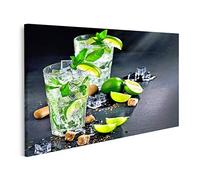 islandburner Tableau sur Toile Mojito Cocktail sur Une Table Cocktail D'été avec des Glaçons Rhum Lime Menthe Cadre Affiche Poster Murale Tableaux