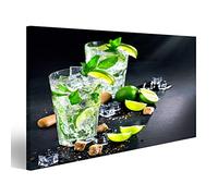 islandburner Tableau sur toile Mojito cocktail sur une table. Cocktail d'été avec rhum, citron vert, menthe Poster, Cadeau, Images KVQ-1K-FR