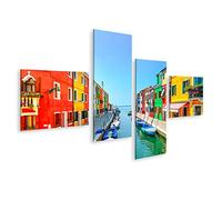 islandburner Tableau sur toile - Monument de Venise - Île de Burano - Canal - Maisons colorées - Bateaux - Italie
