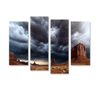 islandburner Tableau sur toile - Monument dramatique Valley - Décoration murale pour salon - Pour les amoureux de la nature - 4 pièces