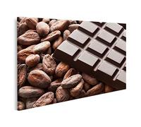 islandburner Tableau sur toile Motif barres de chocolat avec fèves de cacao crues