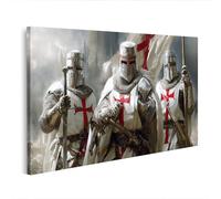 islandburner Tableau sur toile motif chevalier avec croix rouge - Décoration murale historique pour les fans du Moyen Âge - Édition C1