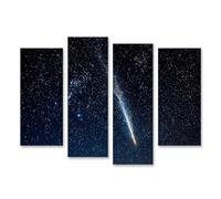 islandburner Tableau sur toile - Motif ciel des comètes fascinant - Impression de qualité supérieure - Pour les fans de l'espace - 4 pièces