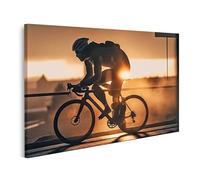 islandburner Tableau sur toile Motif cycliste au lever du soleil sur route poussiéreuse