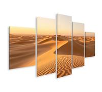 islandburner Tableau sur toile Motif dunes de sable dans l'heure dorée - Poster paysage désertique - 5 pièces - Édition K1