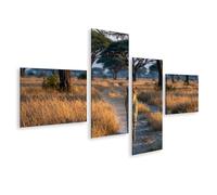 islandburner Tableau sur toile motif guépard dynamique - Impression d'art pour salon pour les amateurs d'aventure - 4 pièces - Édition E1