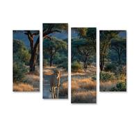 islandburner Tableau sur toile motif guépard dynamique - Impression d'art pour salon pour les amoureux de la nature - 4 pièces - Édition A2