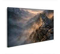 islandburner Tableau sur toile Motif léopard des neiges dans l'Himalaya au lever du soleil - Décoration murale pour les amoureux des animaux - Édition A1