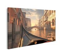 islandburner Tableau sur toile Motif lever de soleil sur le canal à Venise pour le salon, les amateurs d'art, galerie, images murales