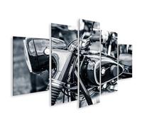 islandburner Tableau sur toile - Motif moto classique - En noir et blanc - Avec vue sur le guidon - Poster mural