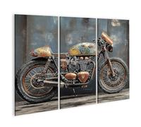 islandburner Tableau sur toile motif moto vintage avec design rustique et œuvres d'art pour le salon, les amateurs de moto, les vendeurs Harley-Davidson, images murales