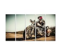 islandburner Tableau sur toile Motif motocycliste sur une longue route de campagne Aventure Images murales Poster