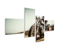 islandburner Tableau sur toile Motif motocycliste sur une longue route de campagne Aventure Images murales Poster