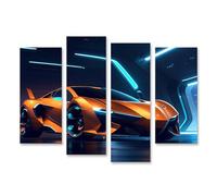 islandburner Tableau sur toile Motif oranges dans une salle d'exposition futuriste