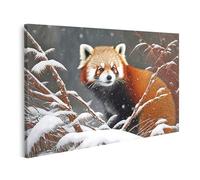 islandburner Tableau sur toile Motif panda rouge dans la forêt d'hiver Neige et silence Images murales Poster
