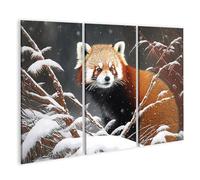 islandburner Tableau sur toile Motif panda rouge dans la forêt d'hiver Neige et silence Images murales Poster