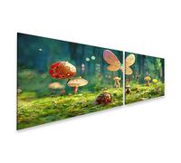 islandburner Tableau sur toile Motif papillons et champignons dans un conte de fées de fées de forêts