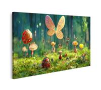 islandburner Tableau sur toile Motif papillons et champignons dans un conte de fées de fées de forêts