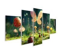 islandburner Tableau sur toile Motif papillons et champignons dans un conte de fées de fées de forêts
