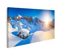islandburner Tableau sur toile Motif paysage de montagne d'hiver idyllique dans les Alpes au coucher du soleil