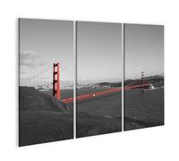 islandburner Tableau sur toile Motif ponts rouges en noir et blanc Paysage