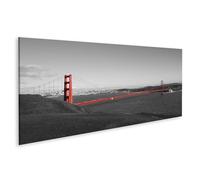 islandburner Tableau sur toile Motif ponts rouges en noir et blanc Paysage