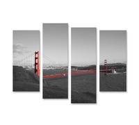 islandburner Tableau sur toile Motif ponts rouges en noir et blanc Paysage